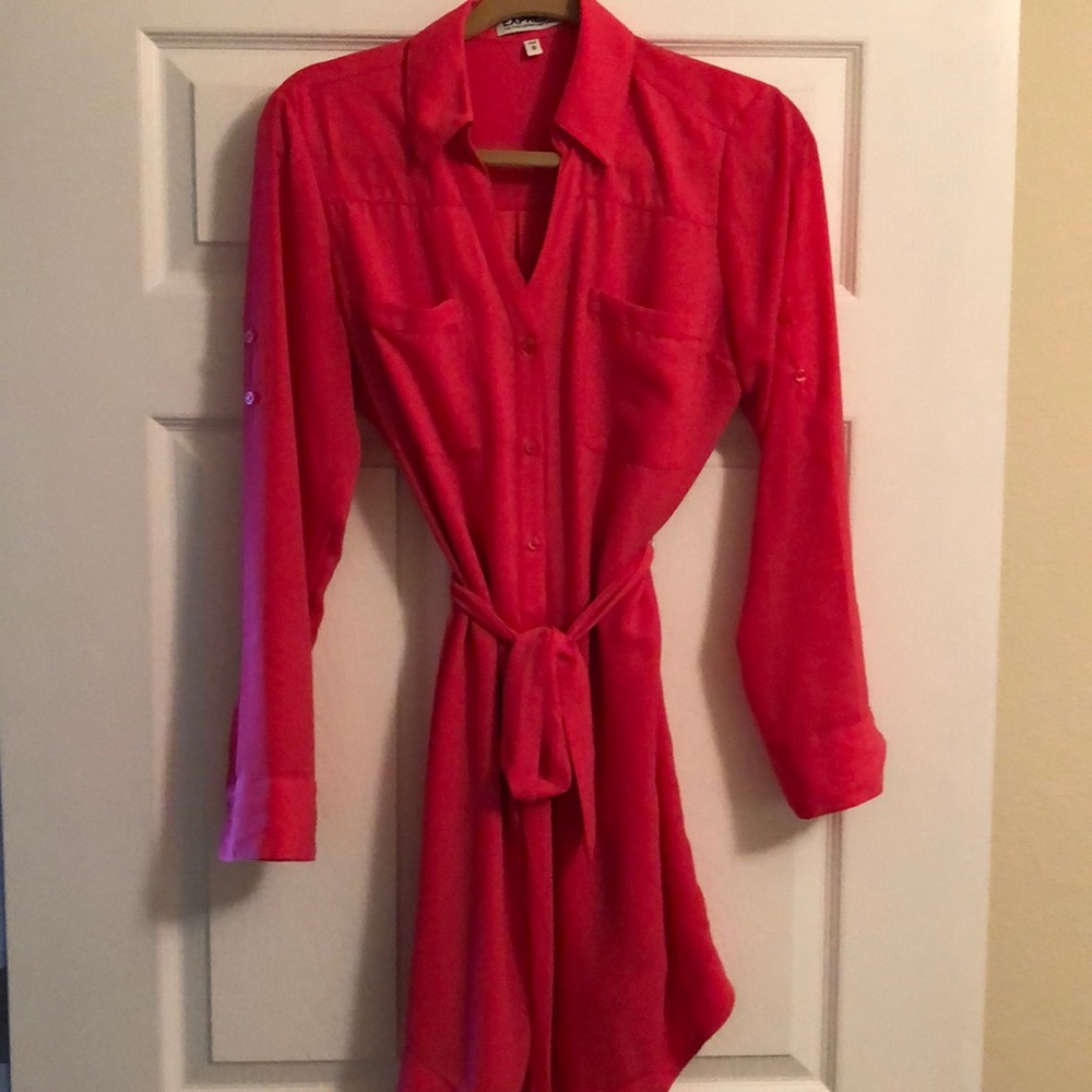 Pink button down dress